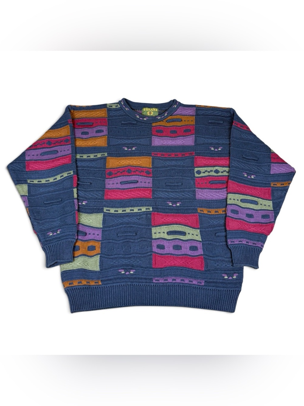 Vintage 90s Tosani Coogi Style 3D Chunky Knit Pullover Sweater Men’s Size Large
